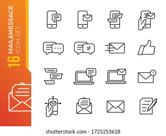 Mail And Message Line Icon Set. Included Icons As Email, Dove, Envelope, Sent, Post Box And More.