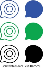 Mail message notification symbol icon set in color vector illustration for apps and UI designs , app UI, web designs, communication banners, and digital templates