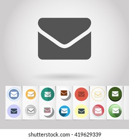 Mail message or SMS icon and set of round buttons. Use it to develop pretty menus.