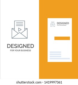Mail, Message, Sms, Video Player Grey Logo Design and Business Card Template