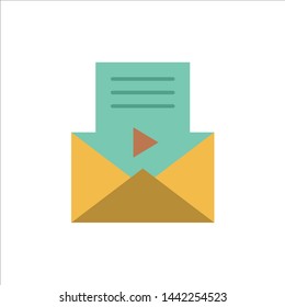 Mail, Message, Sms, Video Player  Flat Color Icon. Vector icon banner Template
