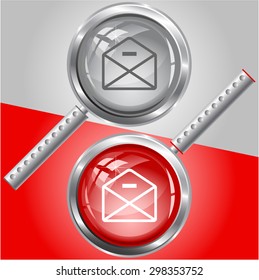 Mail minus. Vektorvergrößerungsglas.