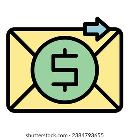 Mail money icon outline vector. Mobile payment. Bank app color flat