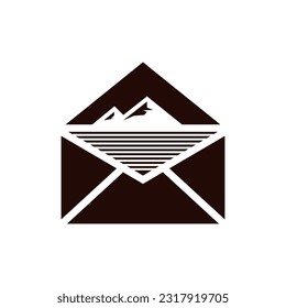 Mail with Mountain Logo Vector Graphic Design illustration, logo design concept, suitable for your company
