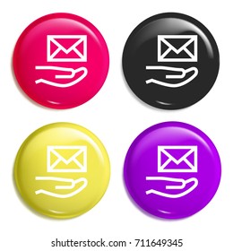 Mail multi color glossy badge icon set. Realistic shiny badge icon or logo mockup