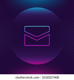 Mail neon outline icon. Message, contact email luminous thin button. Ultra violet color. Trendy element for graphic and web design, logo, mobile app, website social media, UI