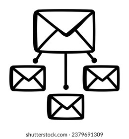 A mail network doodle icon with editable design 