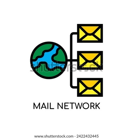 Mail Network Line Icon stock illustration.