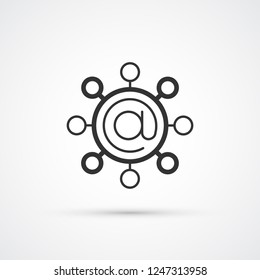 Mail network trendy style black icon. Vector illustration