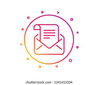 Mail newsletter line icon. Read Message correspondence sign. E-mail symbol. Gradient pattern line button. Mail newsletter icon design. Geometric shapes. Vector