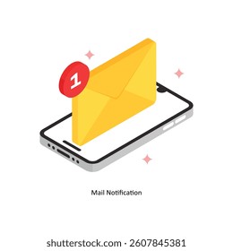 Mail Notification Concept isometric Style Illustrations. Eps 10 File 