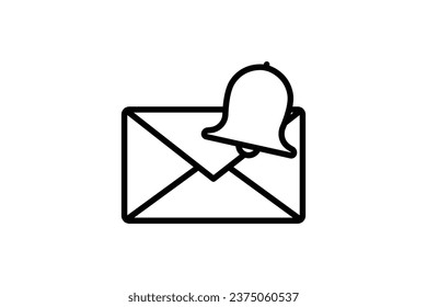 Icono de notificación de correo. sobre con campana. icono relacionado con Advertencia, notificación. adecuado para sitio web, aplicación, interfaces de usuario, imprimible, etc. Estilo de icono de línea. Diseño de vector simple editable