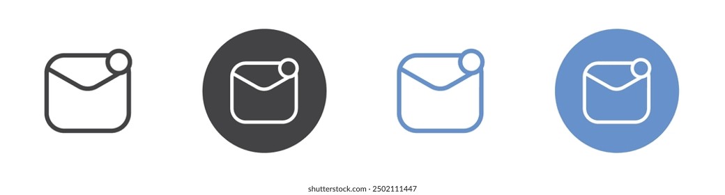 Mail notification icon Flat simple outline set