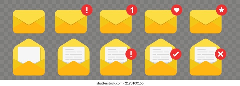 Notificación por correo sobre dispositivos electrónicos. Establecer ilustraciones vectoriales sms