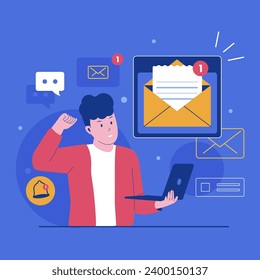 Mail notification vector concept. Vector flat illustration