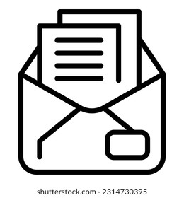 Vector de contorno de icono de oferta de correo. Trabajo en línea. Almacén de contratos