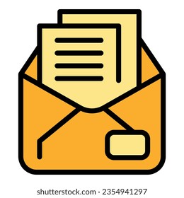 Mail offer icon outline vector. Online job. Contract store color flat