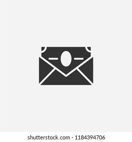 Mail on money icon illustration,vector cash sign symbol