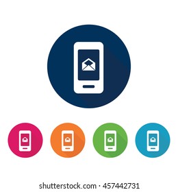 Mail on phone screen icon. Vector sign.
