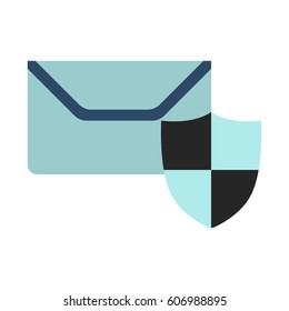 Mail on protect icon. Flat Vector illustration on white background.