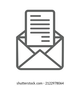 Correo, abrir, icono de sobre. Gráficos vectoriales grises.