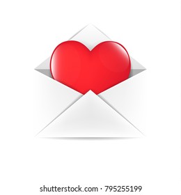 Mail open with heart. Vector illustration Eps 10.
