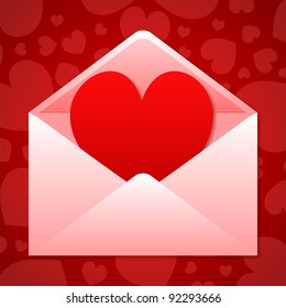 Mail open with heart. Vector illustration Eps 10.