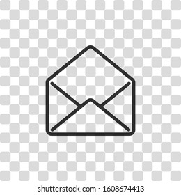 mail open icon. Black symbol on transparency grid