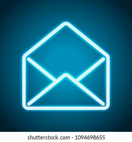 mail open icon. Neon style. Light decoration icon. Bright electric symbol