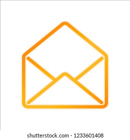 mail open icon. Orange sign with low light on white background