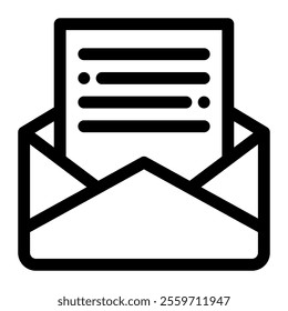 Mail open icon with simple and line style
