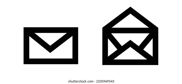 Iconos de correo y correo abierto. Vectores.