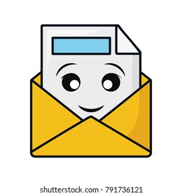 Mail open with letter smiling cartoon