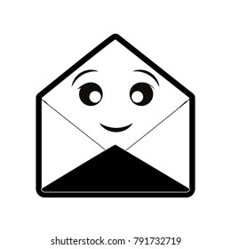 Mail open symbol smiling cartoon