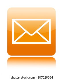 Mail orange button icon on white