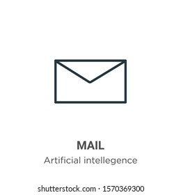 Mail outline vector icon. Thin line black mail icon, flat vector simple element illustration from editable artificial intelligence concept isolated on white background