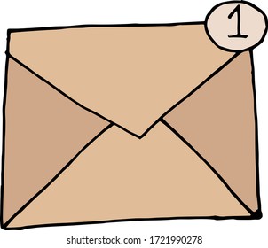 Mail paper envelope. Mail delivery service, new incoming message. Color flat vector illustration. Cartoon isolated on a white background.