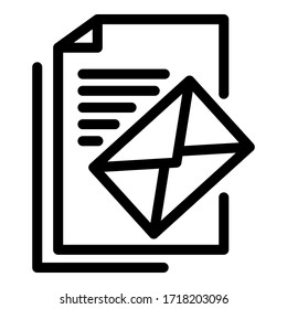 Icono de papel de correo. Icono de vector de papel de esquema para diseño web aislado en fondo blanco