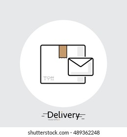Mail and parcel delivery icon in white circle