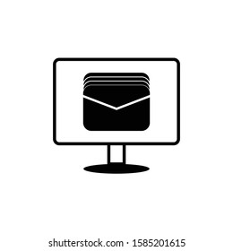 mail pc vector icon. mail PC monitor vector icon.