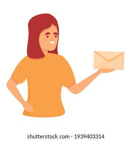 Icono de asistente personal de correo. Caricatura del icono del vector asistente personal de Mail para el diseño web aislado en fondo blanco