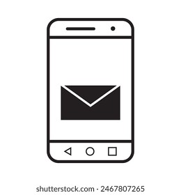 mail in phone, vector icon