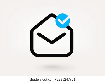 Mail pictogram with approve check mark. Linear vector linear icon