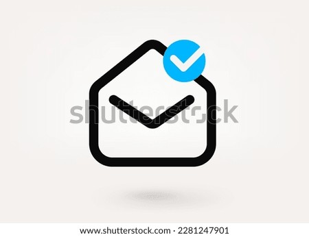 Mail pictogram with approve check mark. Linear vector linear icon