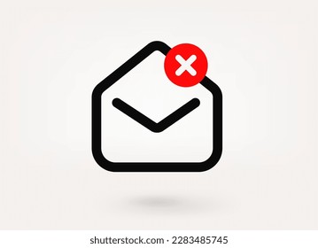 Pictograma de correo con marca de prohibición. icono de vector 3d