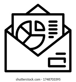 Mail pie chart paper icon. Outline mail pie chart paper vector icon for web design isolated on white background