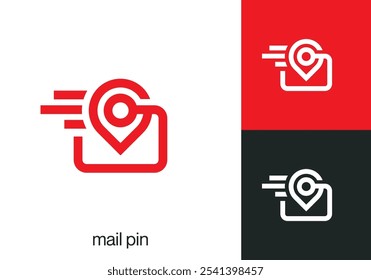 mail with pin fast delivery logo design vector template