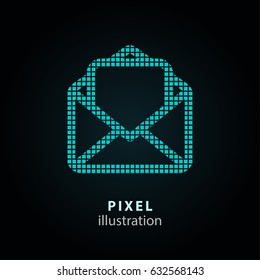 Mail - pixel icon. Vector Illustration. Design logo element. Isolated on black background. It is easy to change to any color.