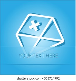 mail plus. Paper sticker as bookmark. Vector illustration. Eps10.