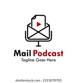 Ilustración del logotipo de diseño de podcast de correo